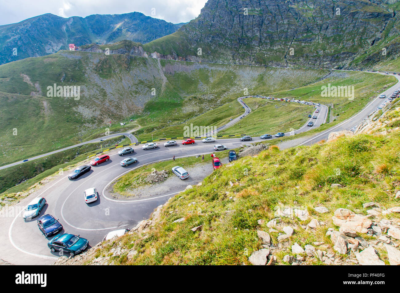 Transfagarasan Alpenstraße in Rumänien. Transfagarasan ist einer der bekanntesten Berge der Welt. Stockfoto