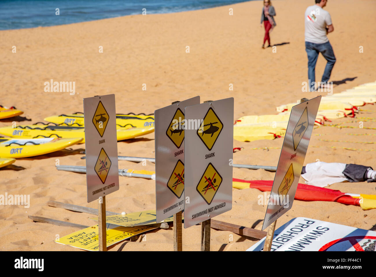 Surf rescue Boards und Ausrüstung Frühjahrsputz auf Newport Beach in Sydney, Australien Stockfoto