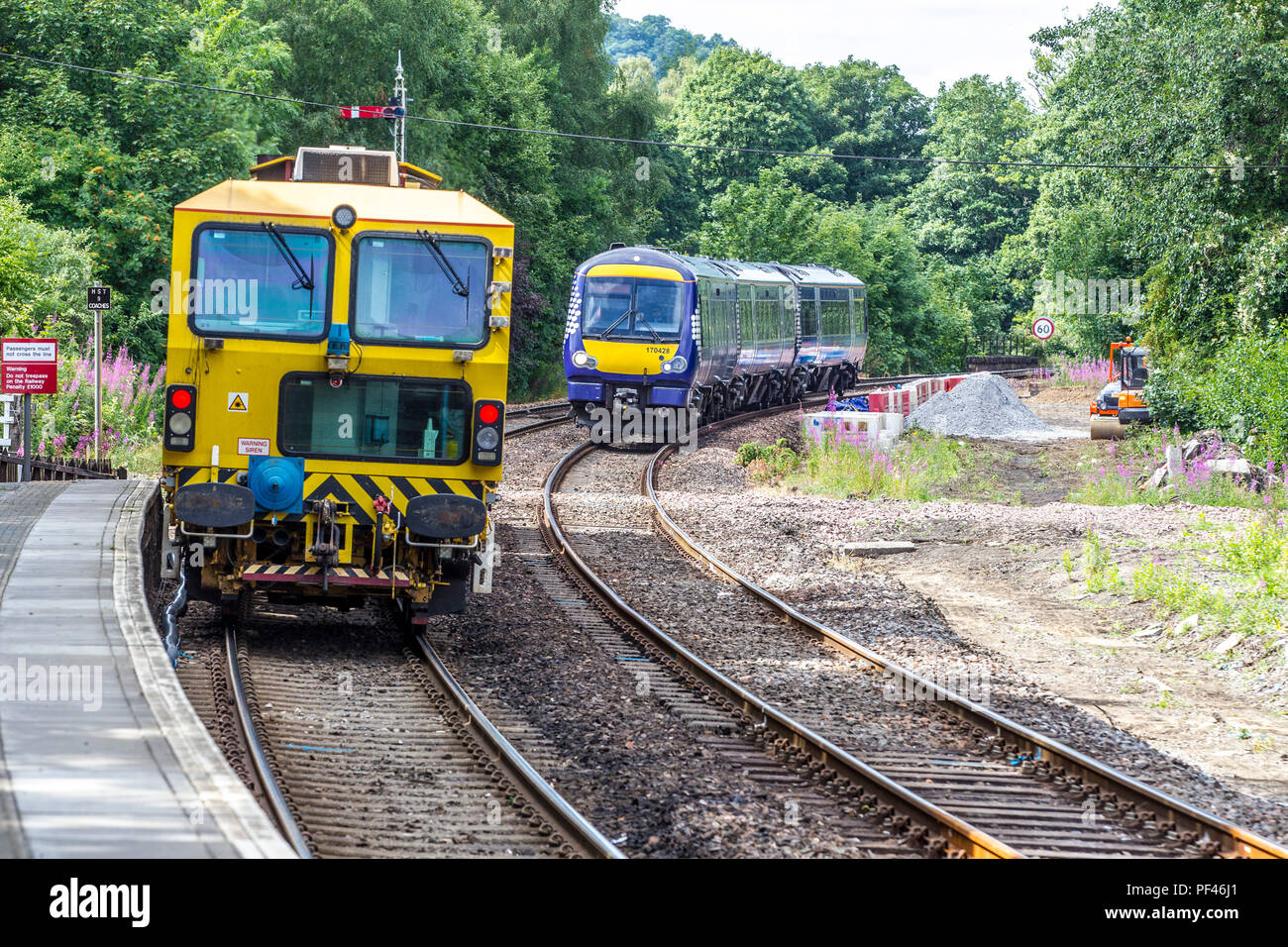 Neue Gleise und Ballast festgelegt wird Stockfoto