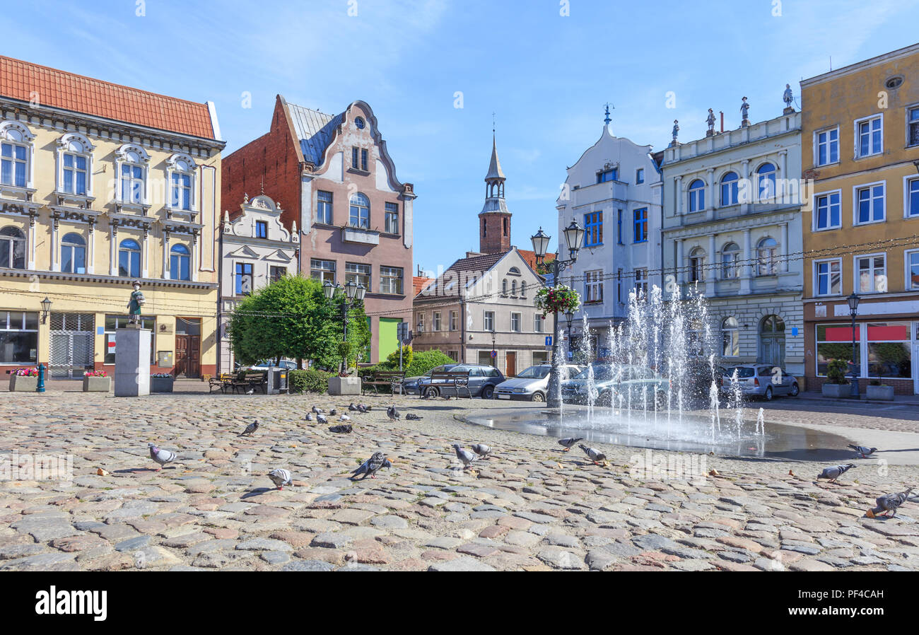 Tczew in Danzig, Pommern, Polen - Historische Häuser am Haller Platz, spielt die Rolle der Marktplatz in der Altstadt Stockfoto