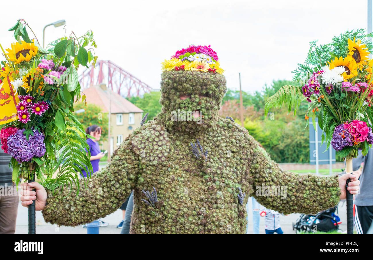 Burryman, South Queensferry, 10. August 2018 Stockfoto