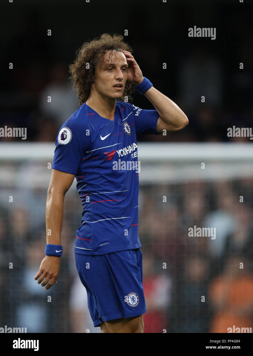 London, Großbritannien. 18 Aug, 2018. David Luiz (C) an der Chelsea v Arsenal englische Premier League Spiel, an der Stamford Bridge, London, am 18. August 2018. ** Dieses BILD IST FÜR DIE REDAKTIONELLE VERWENDUNG ** Quelle: Paul Marriott/Alamy leben Nachrichten Stockfoto