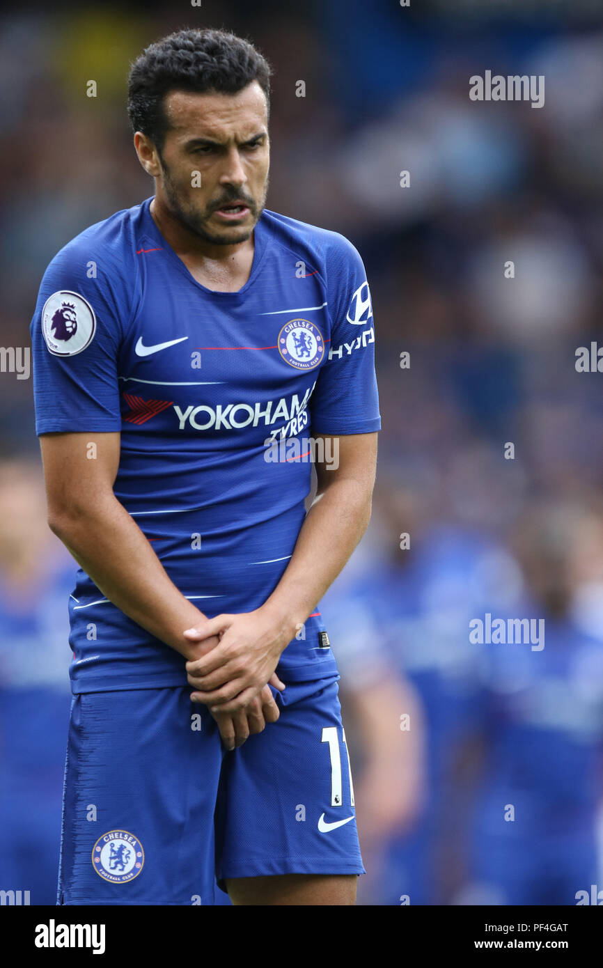 London, Großbritannien. 18 Aug, 2018. Pedro (C) an der Chelsea v Arsenal englische Premier League Spiel, an der Stamford Bridge, London, am 18. August 2018. ** Dieses BILD IST FÜR DIE REDAKTIONELLE VERWENDUNG ** Quelle: Paul Marriott/Alamy leben Nachrichten Stockfoto