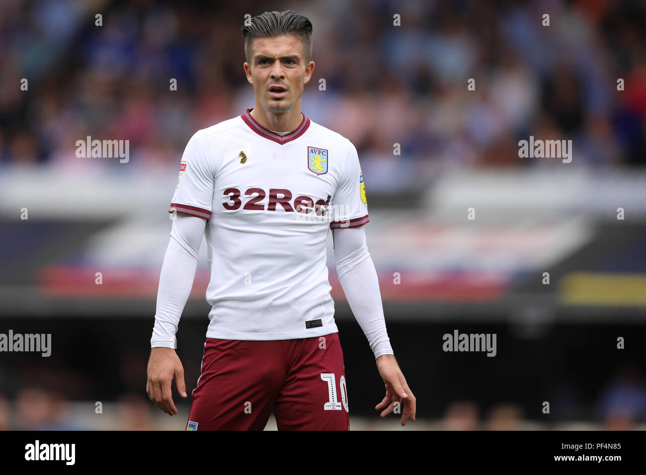 Ipswich, Großbritannien. 18 Aug, 2018. Jack Grealish von Aston Villa - Ipswich Town gegen Aston Villa, Sky Bet Meisterschaft, Portman Road, Ipswich - 18 August 2018 Credit: Richard Calver/Alamy leben Nachrichten Stockfoto