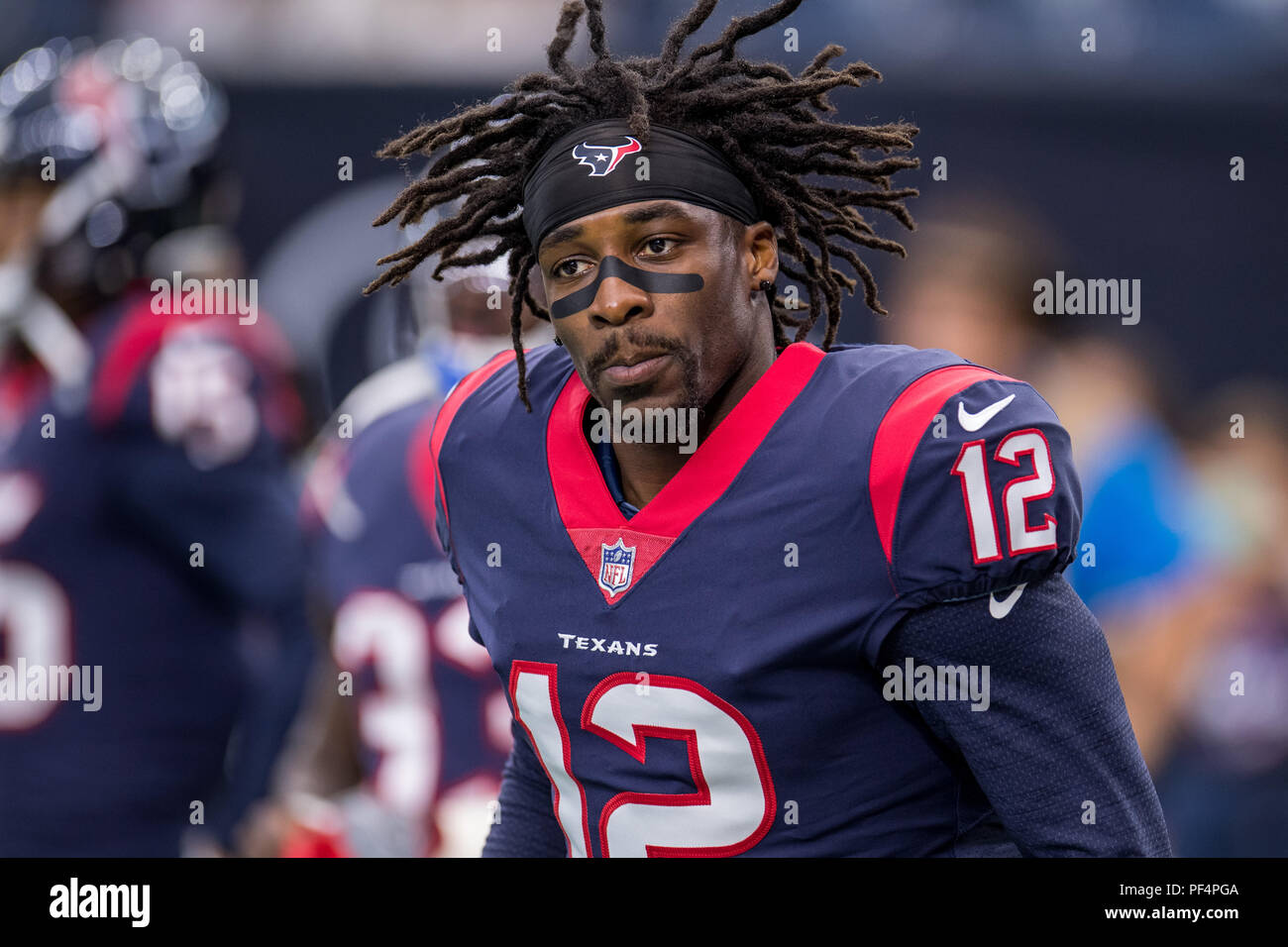 Houston, USA. 18. August 2018. Houston Texans wide receiver Bruce Ellington (12) vor einem preseason NFL Football Spiel zwischen den Houston Texans und der San Francisco 49ers an NRG Stadion in Houston, TX. Houston gewann das Spiel vom 16. bis 13. Trask Smith/CSM Stockfoto