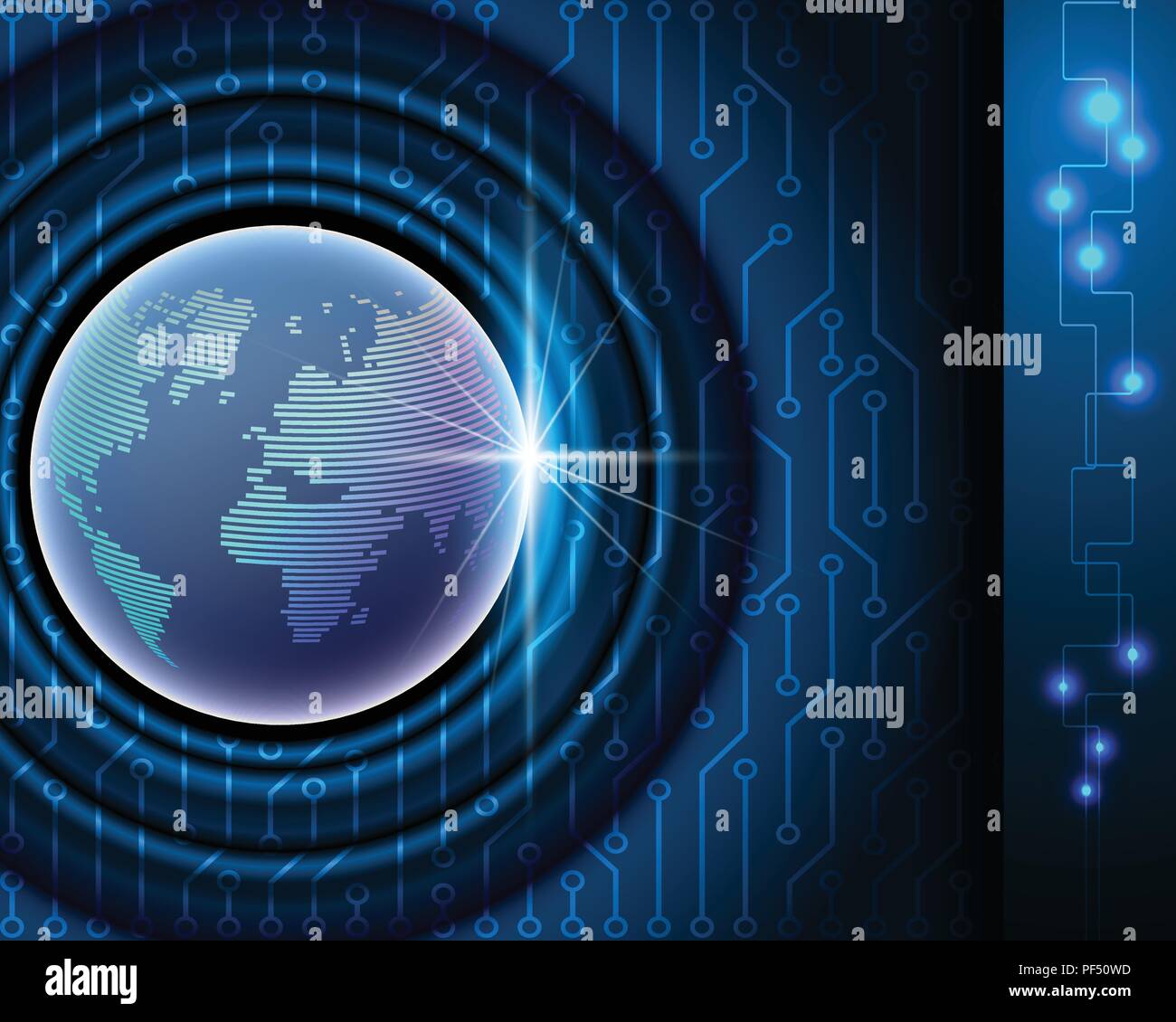 Welt Netzwerkverbindung Konzept, elektronische blauen Hintergrund und Online Banner. Vector Illustration Stock Vektor