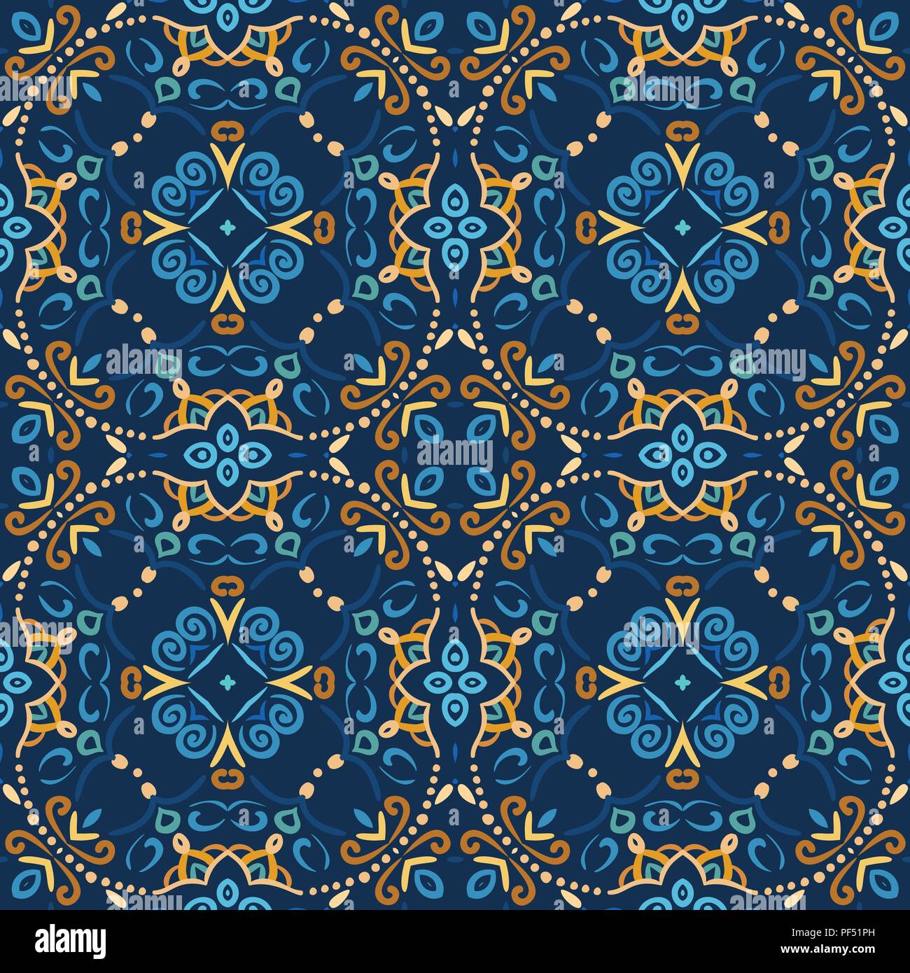 Blau nahtlose Muster orientalischen Design Stock Vektor