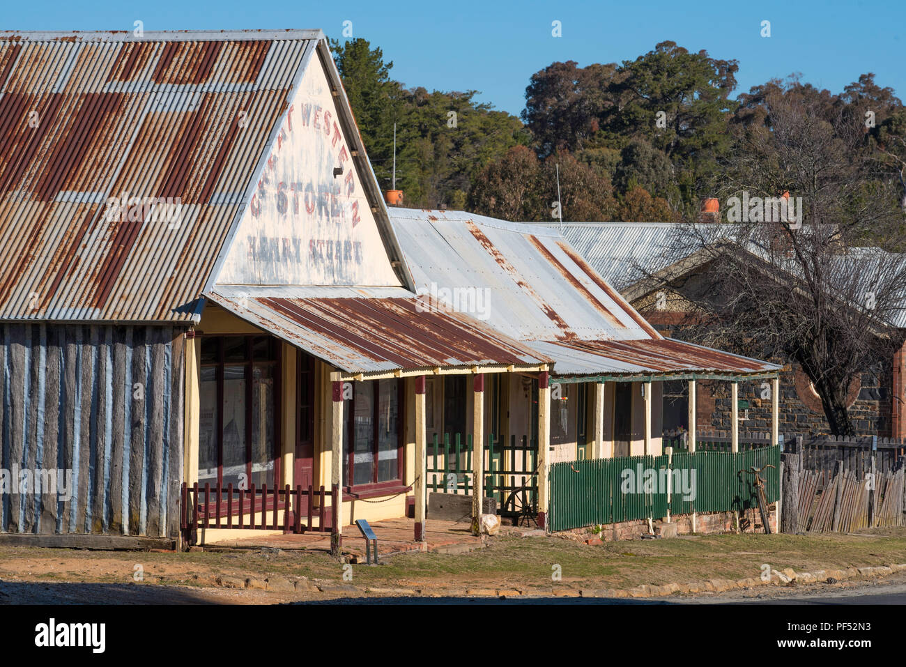 Eröffnet im Jahr 1872 die Große Western Store im Hill End, NSW fungierte als Post & Bestimmungen shop für Goldgräber und Bewohner. Es ist noch offen Stockfoto