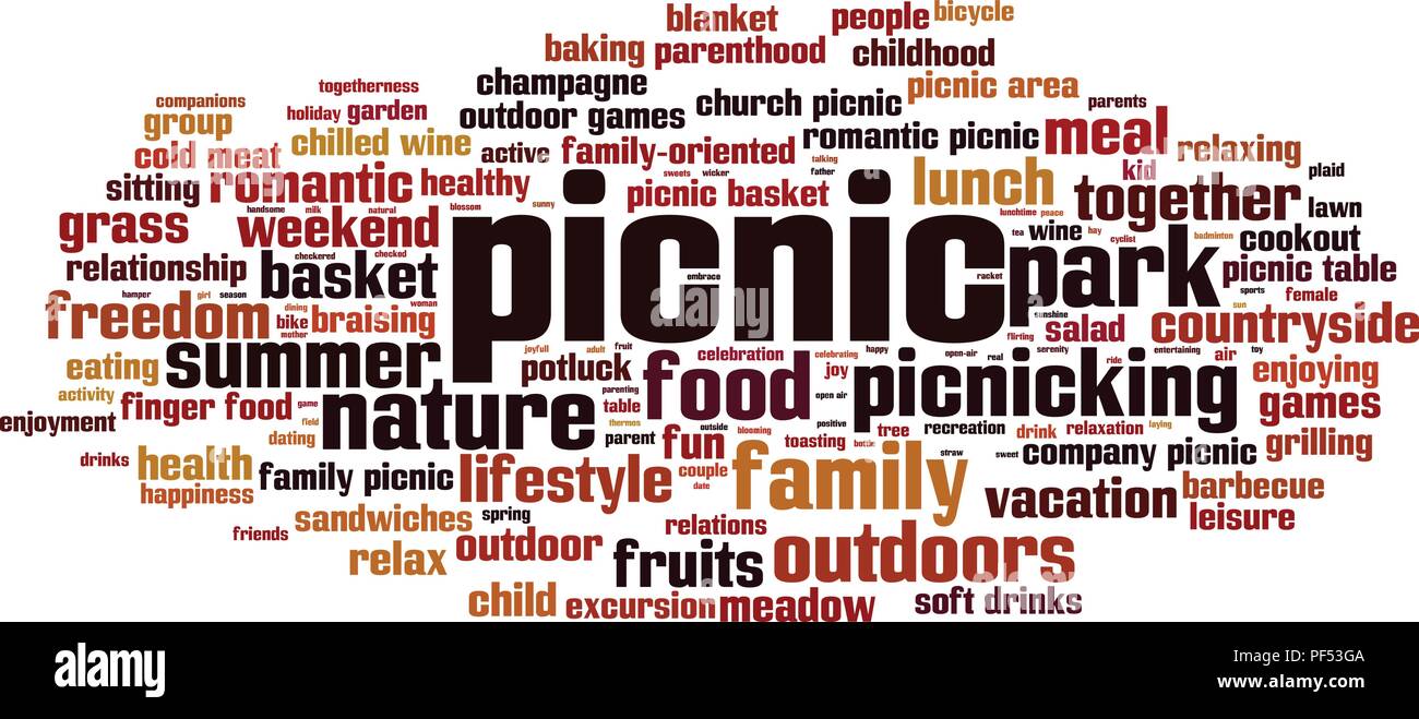Picknick Wort cloud Konzept. Vector Illustration Stock Vektor
