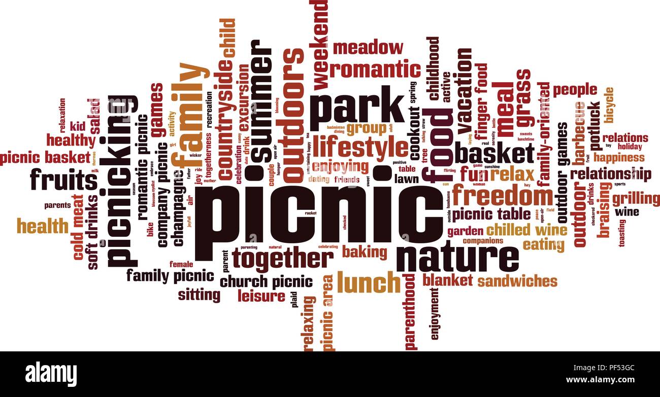 Picknick Wort cloud Konzept. Vector Illustration Stock Vektor