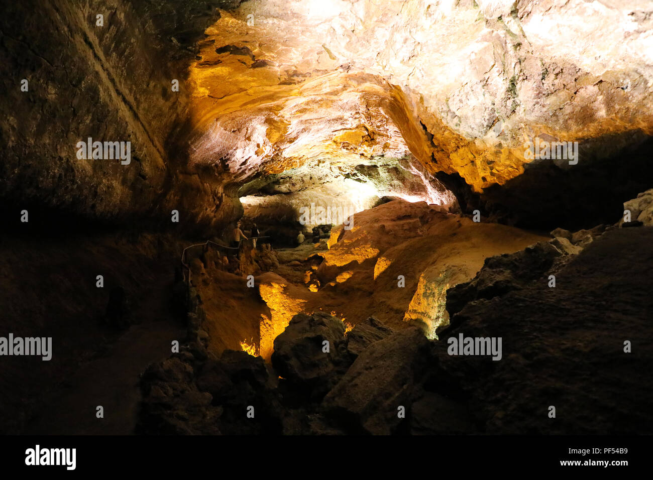 Spektakuläre Höhle Cueva de los Verdes in Lanzarote, Kanarische Inseln Stockfoto