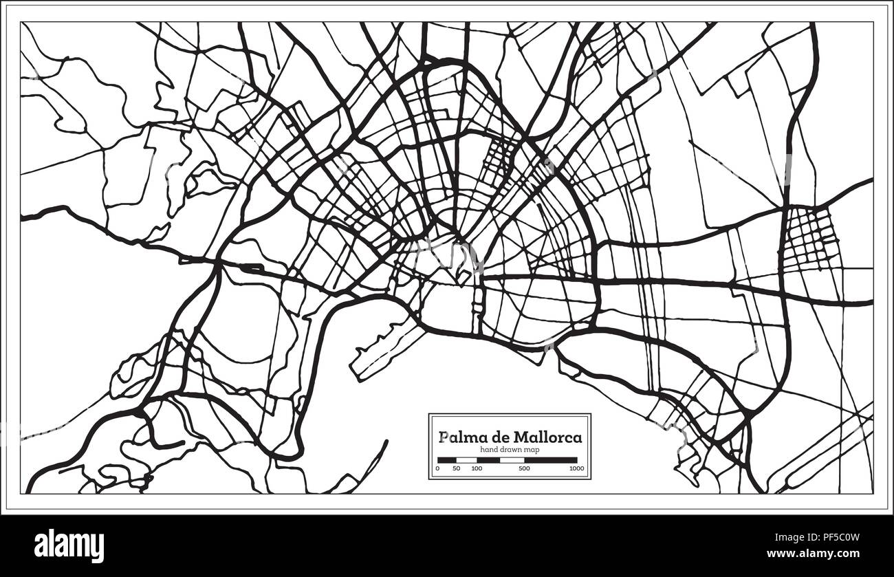 Palma de Mallorca Spanien Stadtplan im Retro-stil. Übersichtskarte. Vector Illustration. Stock Vektor