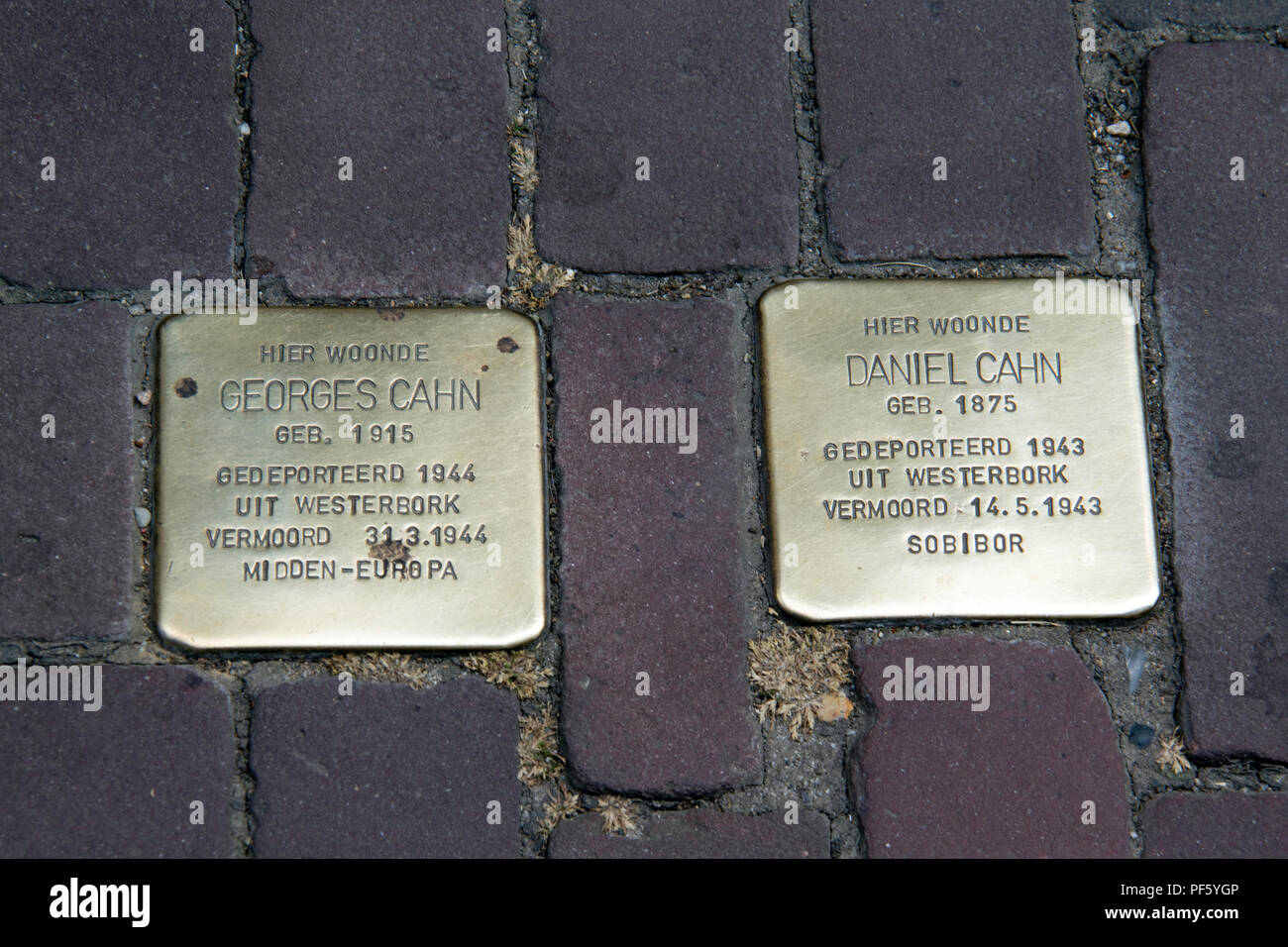 Holocaust Abschiebung Plaques in Valkenburg, Limburg in Südosteuropa Holland Stockfoto
