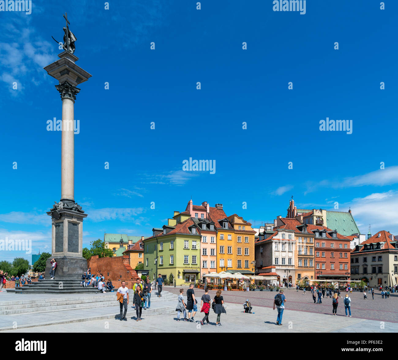 Warschau, Altstadt (Stare Miasto). Sigismunds Spalte (Kolumna Zygmunta) im Schloss Platz (Plac Zamkowy), Warschau, Polen Stockfoto