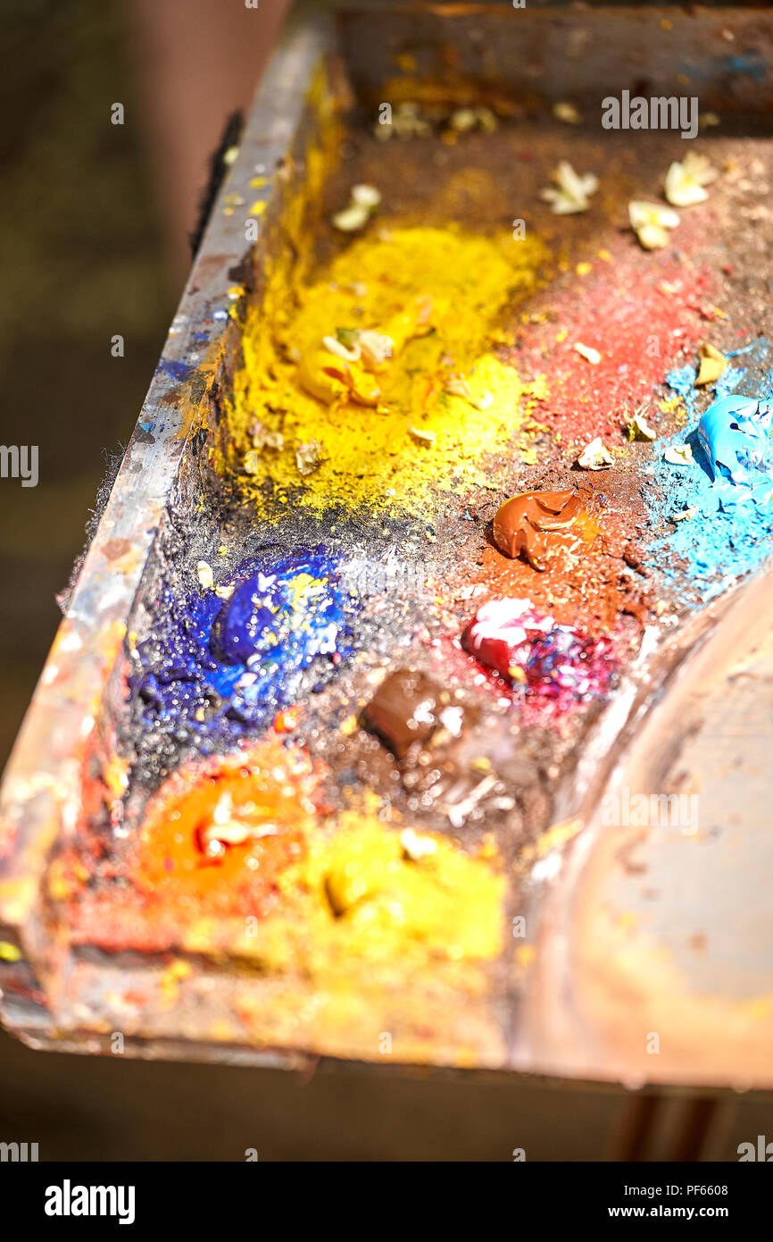 Palette von Farben in einer Schule Stockfoto