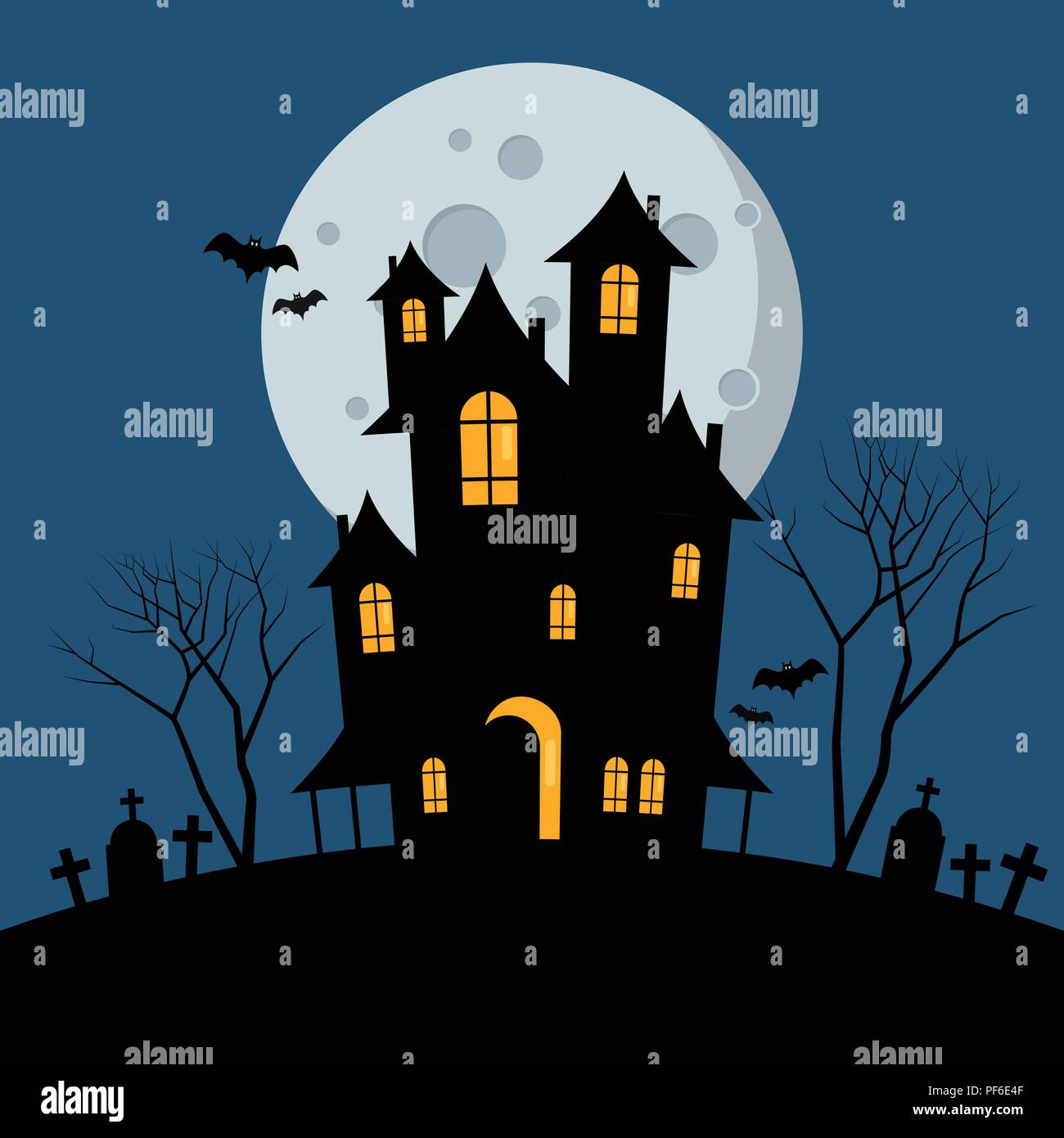 Halloween haunted House. Vector Illustration Stock Vektor