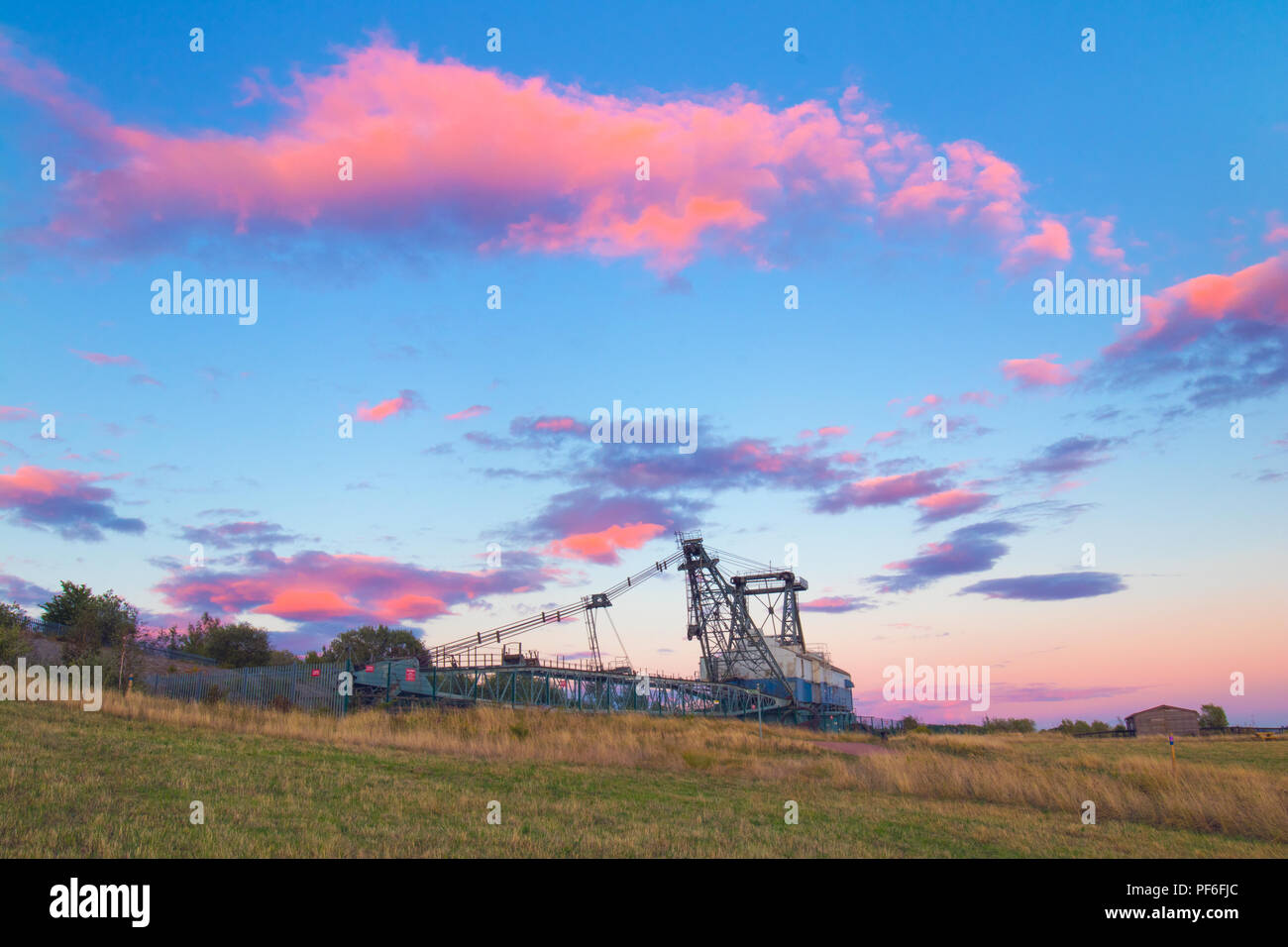 Ruston Bucyrus werden 115 Walking Seilbagger bei RSPB St Aidan's Naturpark zwischen Leeds & Castleford Stockfoto