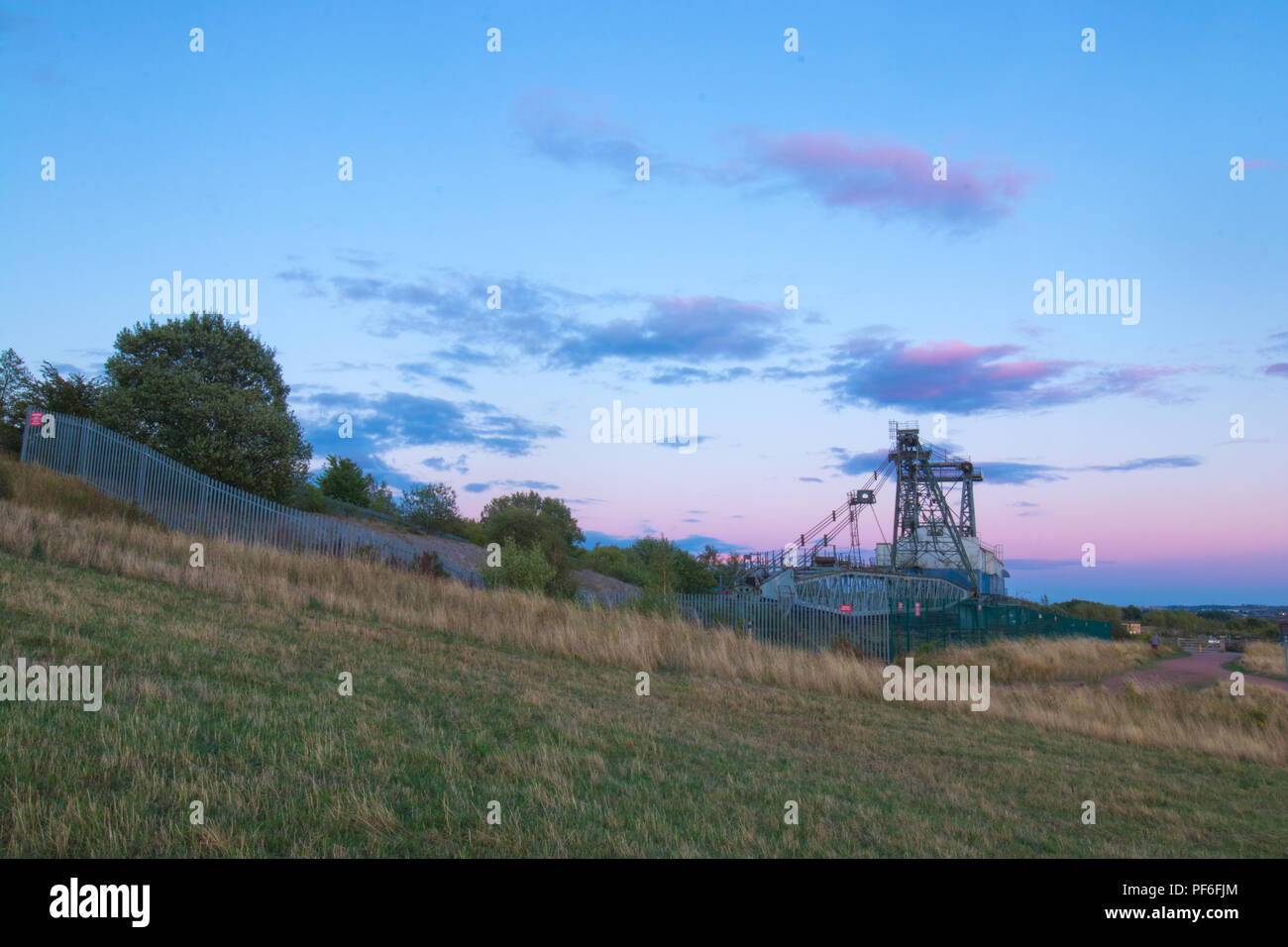 Ruston Bucyrus werden 115 Walking Seilbagger bei RSPB St Aidan's Naturpark zwischen Leeds & Castleford Stockfoto