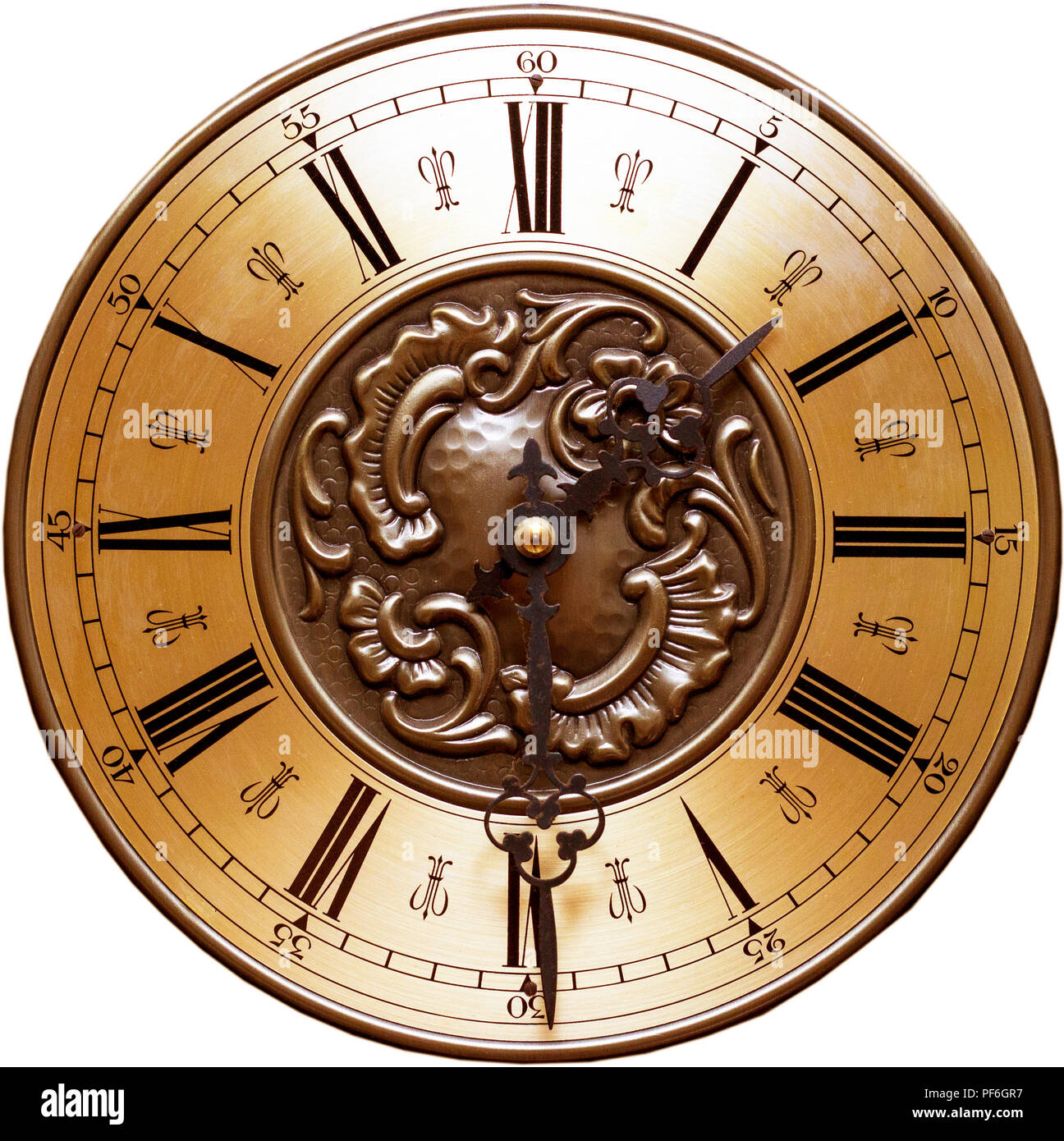 Zeit Konzept, alte Uhr, Zifferblatt. Stockfoto