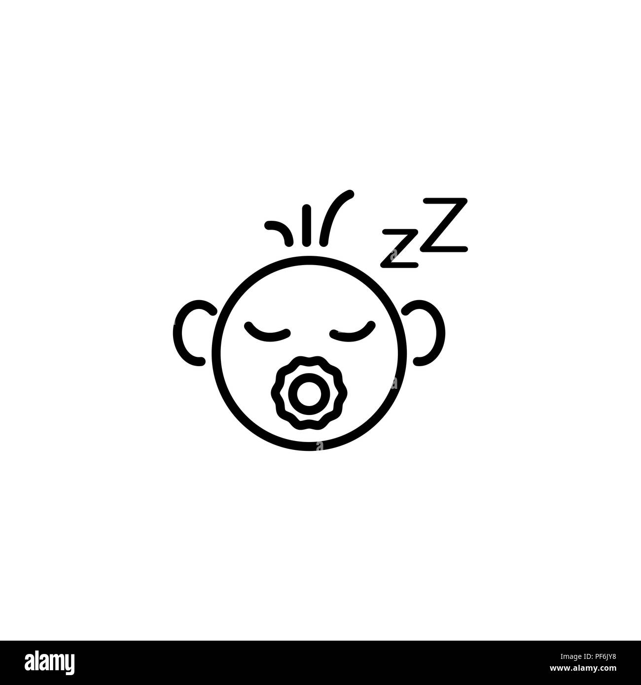 Web Symbol Leitung. Schlafende Kind schwarz auf weißem Hintergrund Stock Vektor
