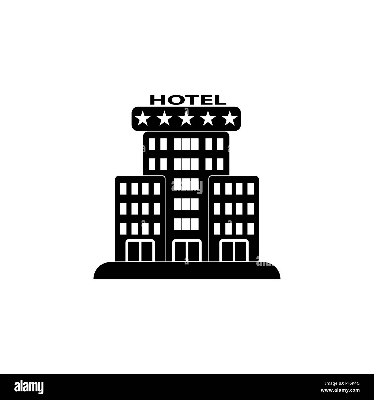 Hotel icon Vector schwarz auf weißem Hintergrund Stock Vektor