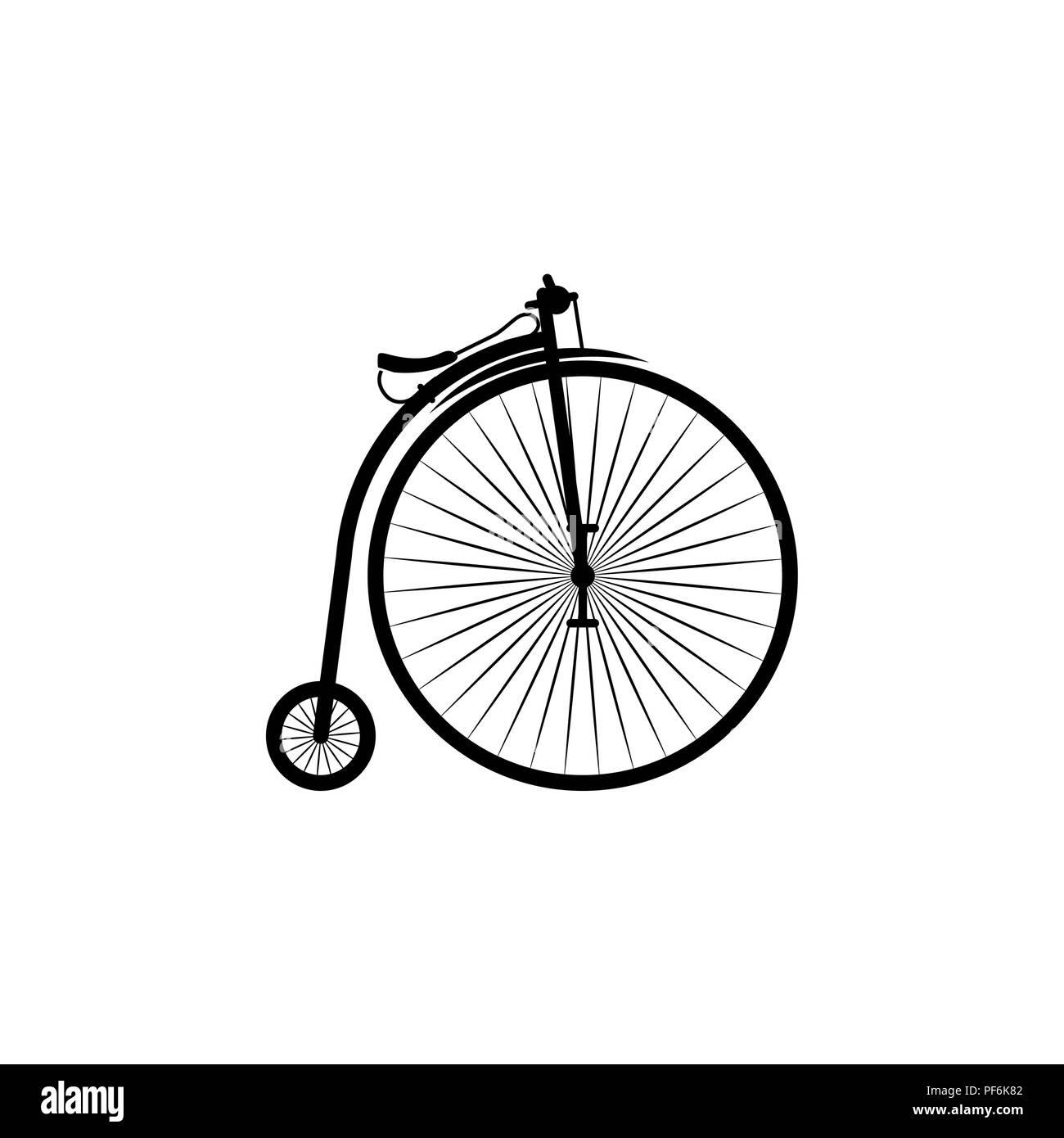 Penny-farthing Vektor Symbol schwarz auf weißem Hintergrund Stock Vektor