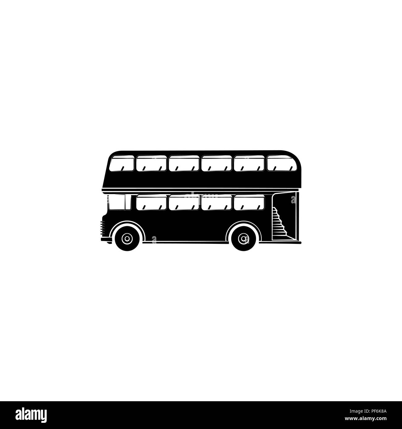 Doppeldecker vektor Symbol schwarz auf weißem Hintergrund Stock Vektor