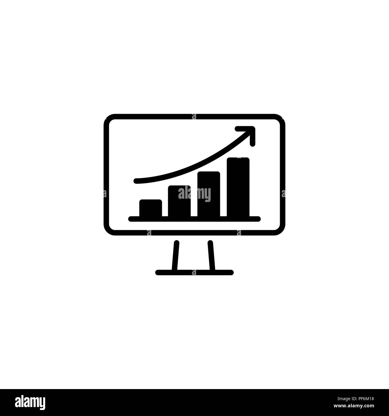 Web Symbol Leitung. Monitor mit Business graph Stock Vektor