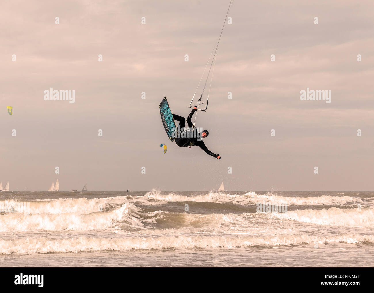 Main Spot von Kitesurf auf Den Haag, Nordsee, Niederlande, Holland Stockfoto