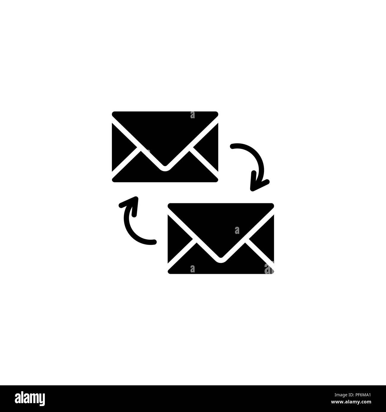 Web Symbol Leitung. Die Synchronisierung von Nachrichten, schwarz auf weißem Hintergrund Stock Vektor