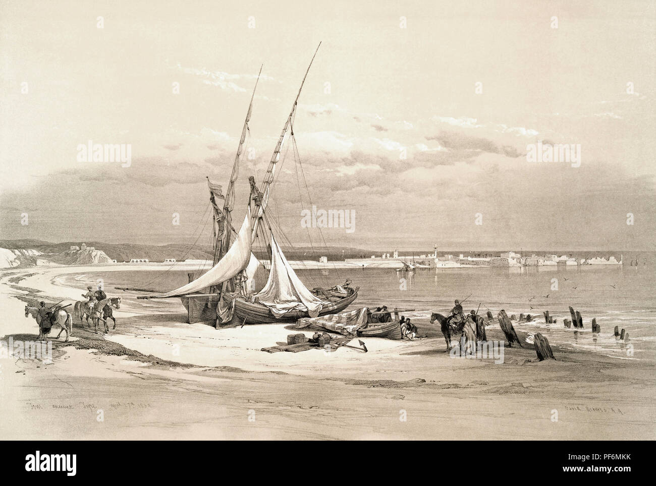 Der Hafen von Reifen. Nach einer Arbeit von schottischen Künstlers David Roberts, 1796-1864 und belgischen Lithograph Louis Haghe, 1806-1885. Stockfoto
