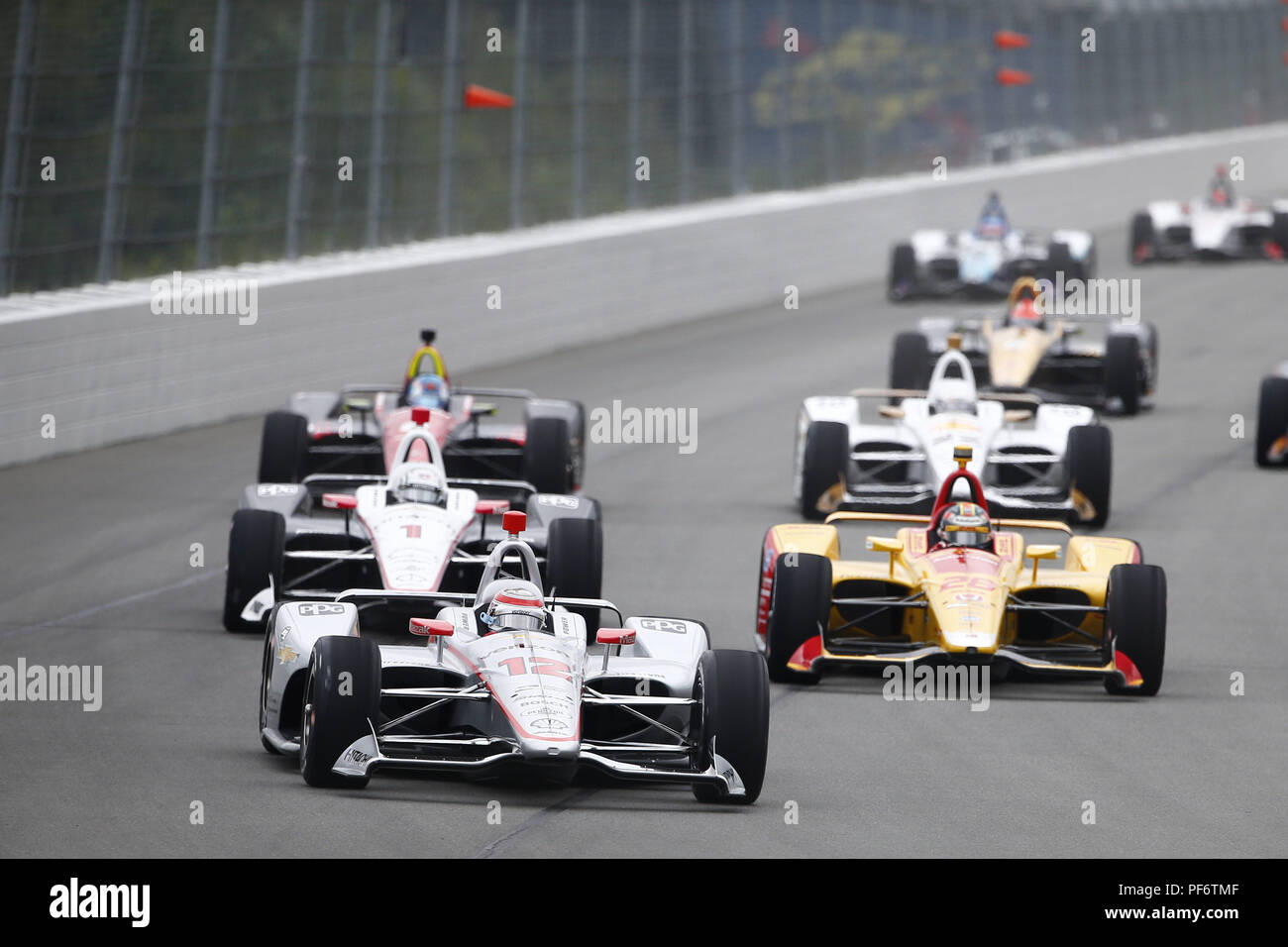 Lange Teich, Pennsylvania, USA. 19 Aug, 2018. Die Verizon IndyCar Teams nehmen zu dem Titel für die ABC-Versorgung 500 bei Pocono Raceway in langen Teich, Pennsylvania. Credit: Justin R. Noe Asp Inc/ASP/ZUMA Draht/Alamy leben Nachrichten Stockfoto