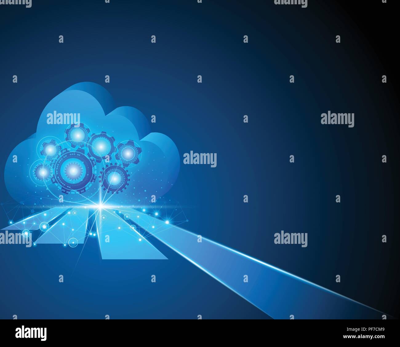 3d-Cloud computing Business Intelligence Transaktion Technologie zur Datenspeicherung mit der Zeile Netzwerkverbindung Konzept. vector eps Abbildung 10. Stock Vektor