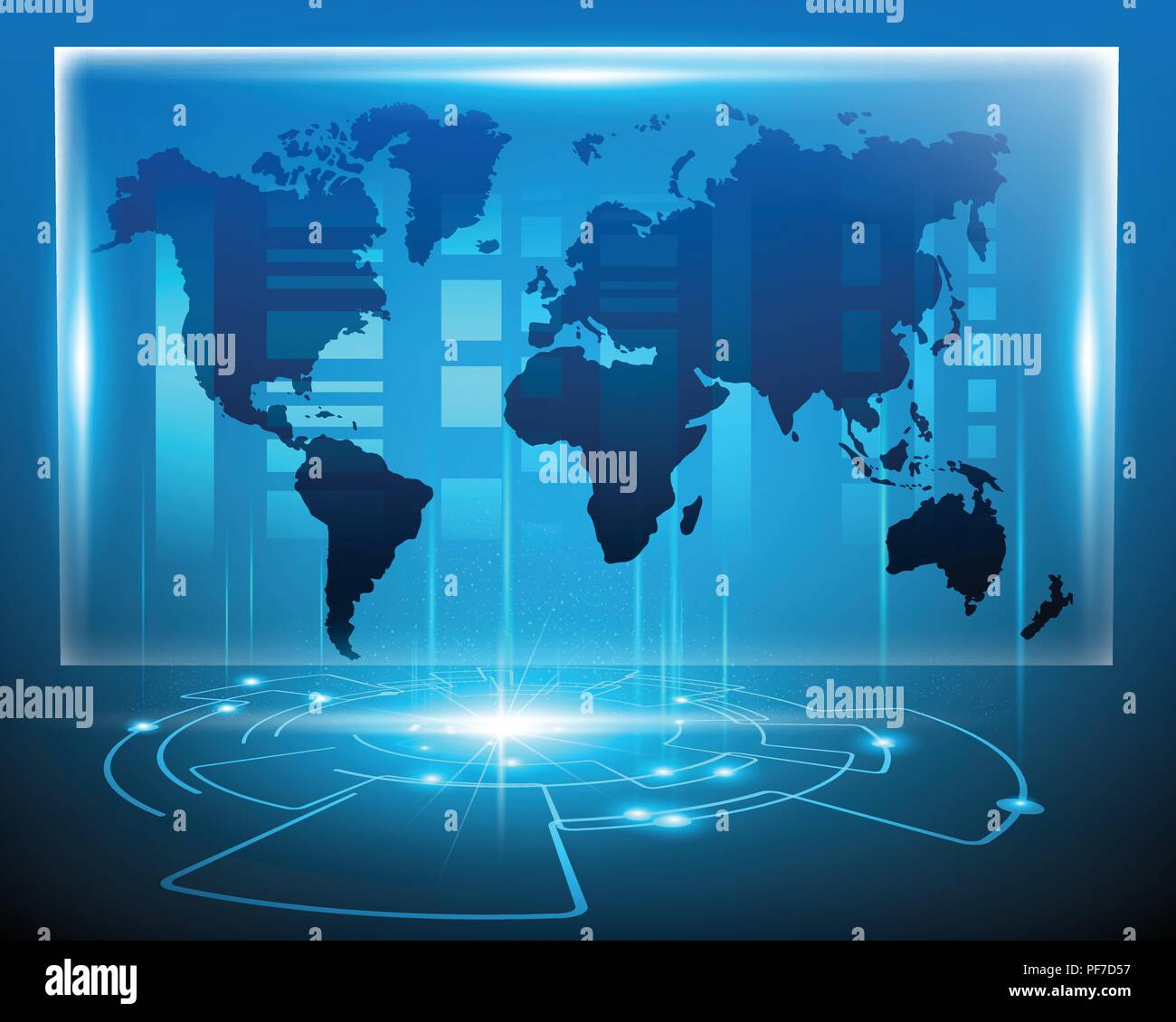 Karte World Cyber digitale bigdata online System mit Business Zone. Vector EPS Abbildung 10 Stock Vektor