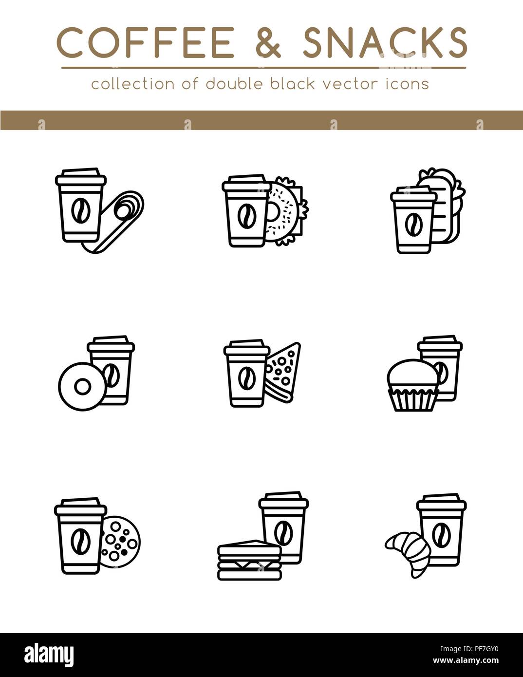 Kaffee Einweg Pappbecher Und Andere Fast Food Fur Einen Schnellen Snack Sammlung Von 9 Doppelzimmer Symbole Der Speisen Und Getranke Zum Mitnehmen Isolierte Piktogramme I Stock Vektorgrafik Alamy