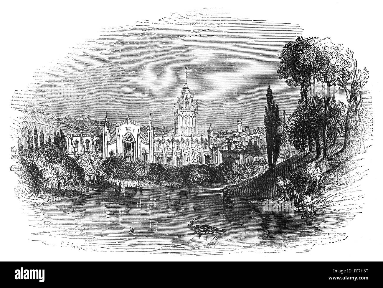 Eine Landschaft von der südwestlichen Stadt Bristol mit Christus Kirche, Clifton Down, im Jahre 1841 von Charles Dyer über den Fluss Avon. Stockfoto