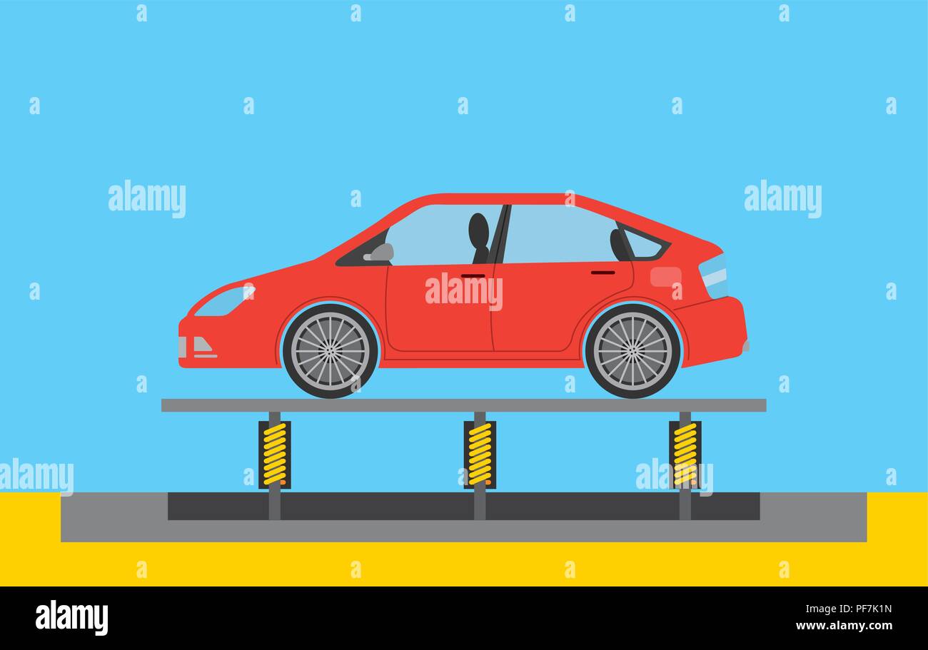Neues Auto auf Förderband der Fabrik Stock Vektor