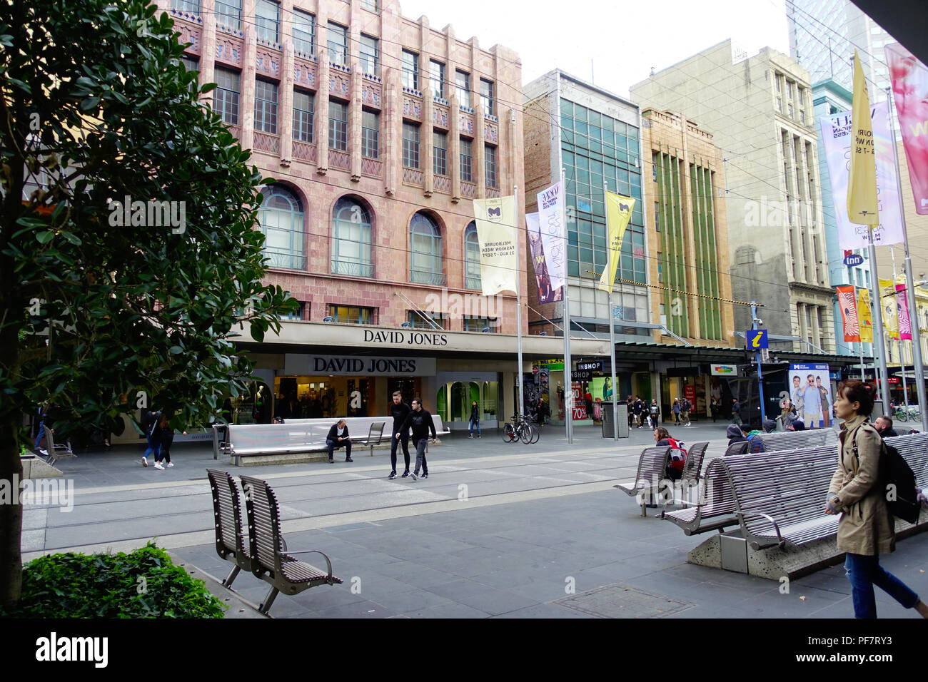 Bourke Street, Melbourne, im Winter Stockfoto