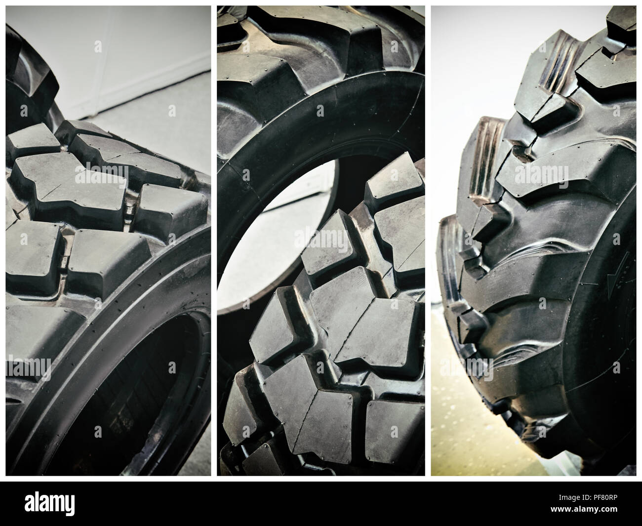 Reifen mit unterschiedlichen Größen für Traktoren, die in der STORE Stockfoto