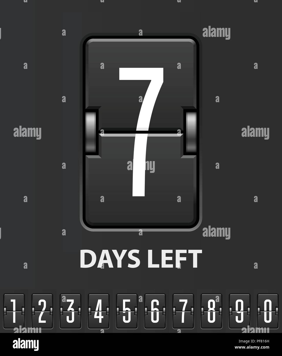 Sieben Tage, flip Anzeigetafel - mechanische Countdown Timer Stock Vektor