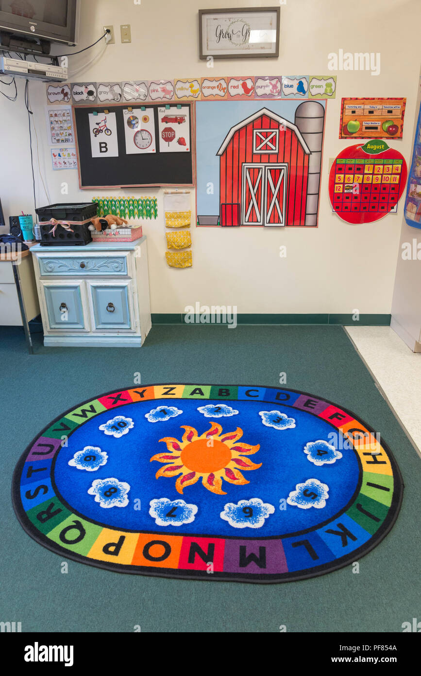Zurück zu Schule Klassenzimmer Dekorationen in einer christlichen Schule. Stockfoto