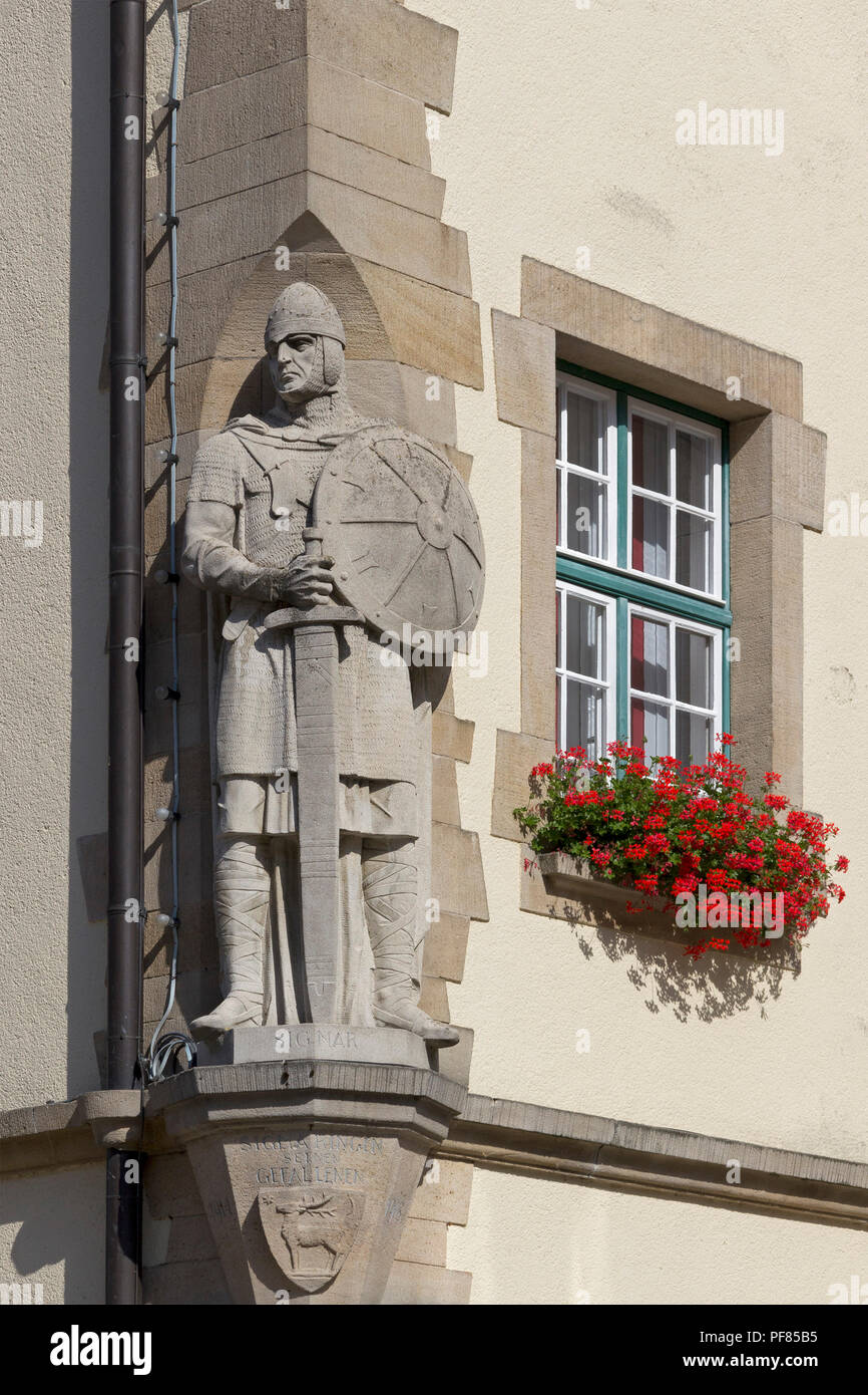 Statue am Rathaus, Sigmaringen, Baden-Württemberg, Deutschland Stockfoto