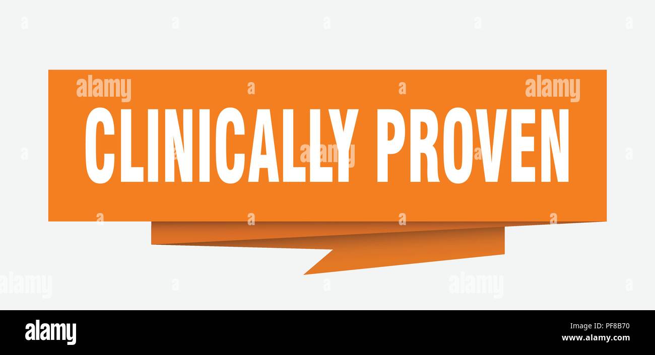 Klinisch erwiesen. Klinisch bewährte Papier origami Sprechblase. Klinisch bewährte Tag. Klinisch bewährte Banner Stock Vektor