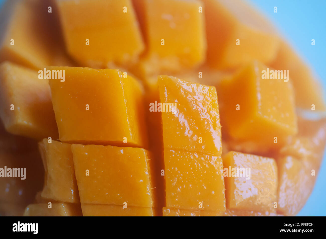 Bereit zu essen, Schneiden, Flach mango tropische Früchte Stockfoto