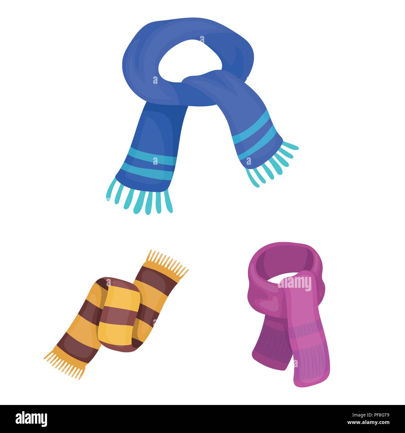 Schal und Schal cartoon Symbole im Set Sammlung für Design. Kleidung und  Zubehör vektor Symbol lieferbar Abbildung Stock-Vektorgrafik - Alamy