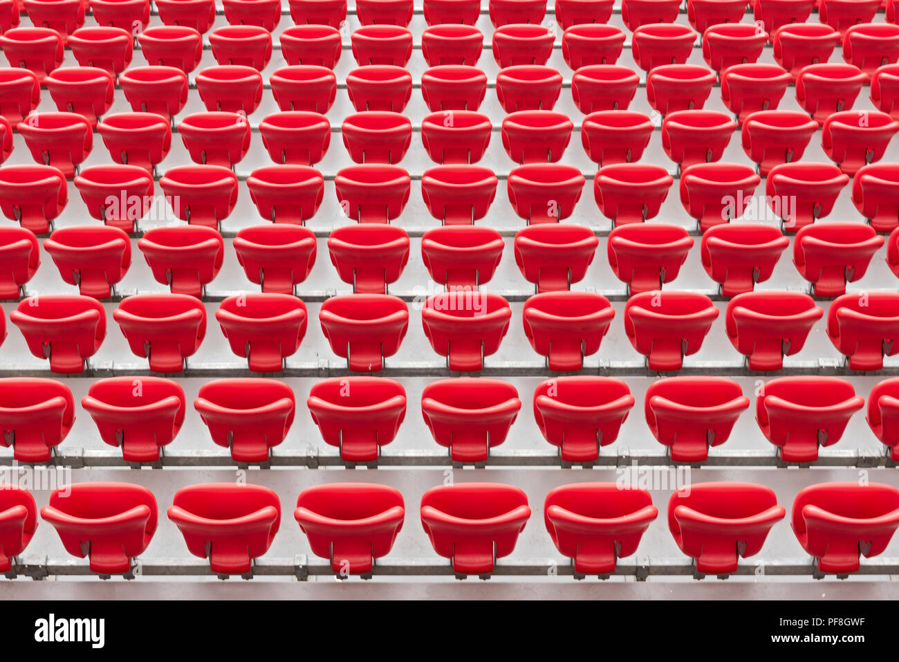 Die rote Stadion sitze. Stockfoto