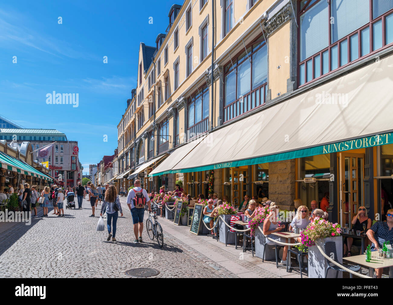 Göteborg, Schweden. Cafés, Bars, Restaurants am Kungstorget im Zentrum der Stadt, Göteborg, Schweden Stockfoto