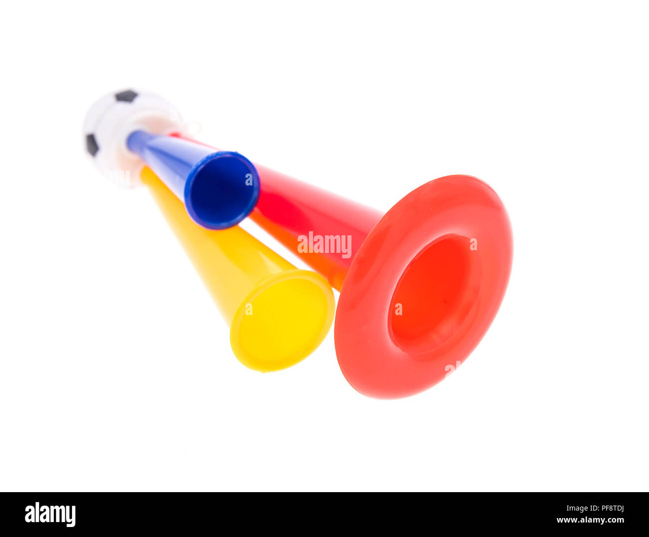 Fußball triple Fan-Trompete Stockfoto