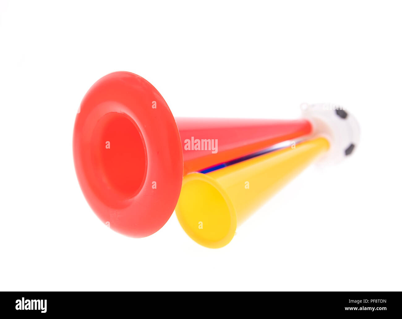 Fußball triple Fan-Trompete Stockfoto