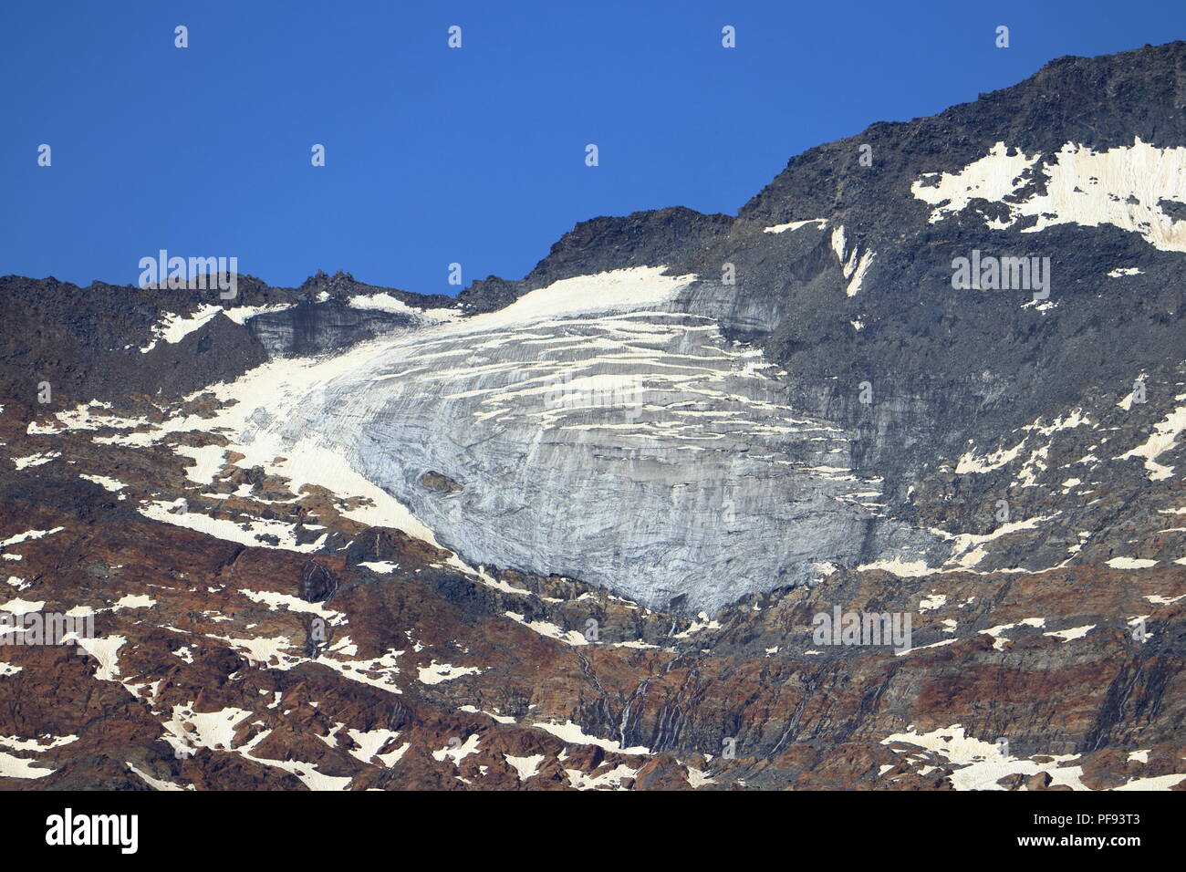 Gletschereis in der Nähe von Obergurgl, Ötztal in Tirol, Österreich. Stockfoto